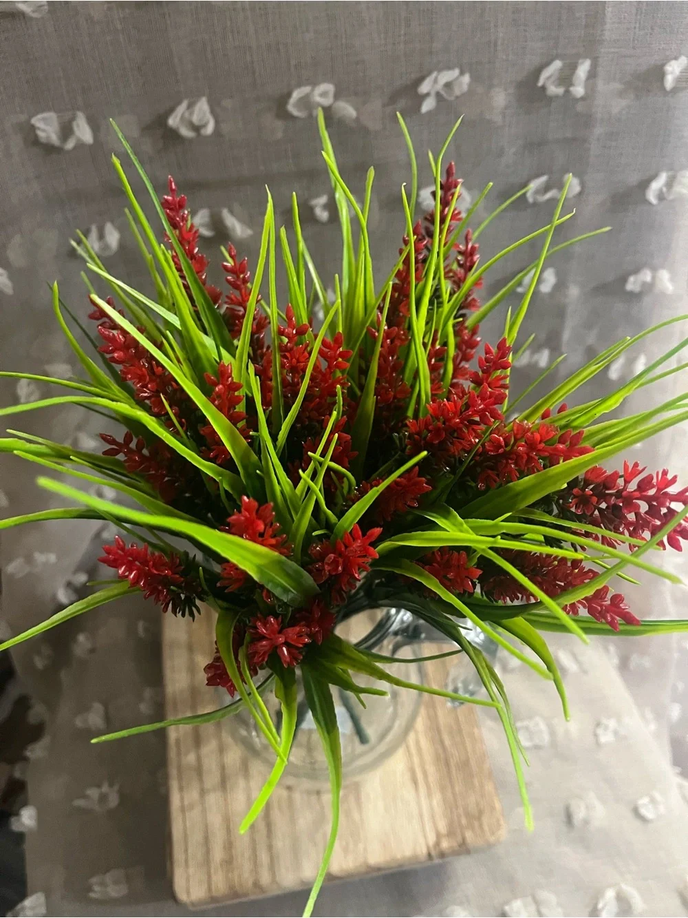 Outdoor Artificial Fall Red and Green Faux Floral Arrangement - Home Accents